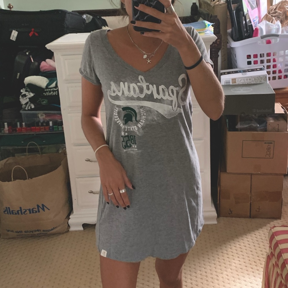 Michigan State Spartans 1855 grey white green small t-shirt shirt dress